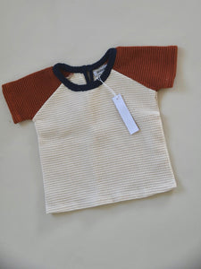 Waffle raglan tee - Clay/Navy