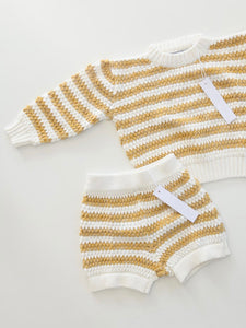 Signature knit shorts - Ochre stripe