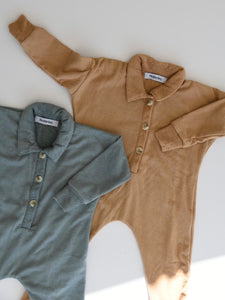 Polo Onesie - Walnut